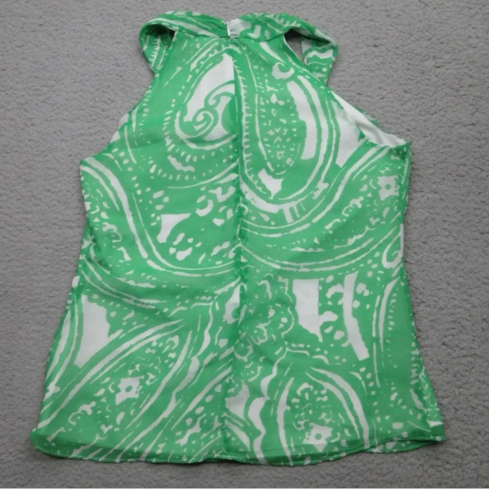 Banana Republic Shirt Womens Size 10 Green White Geometric Sleeveless Tank - Picture 2 of 5